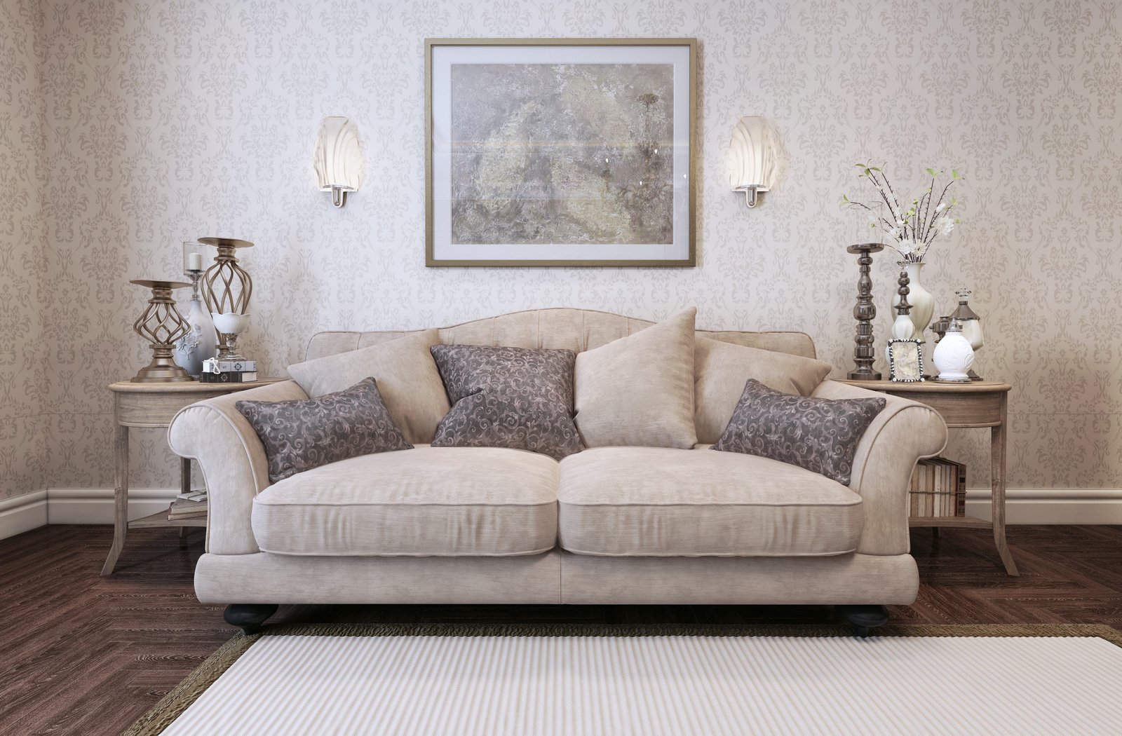 Re-upholstered cream sofa staged in a living room, Olympia Upholstery Bristol